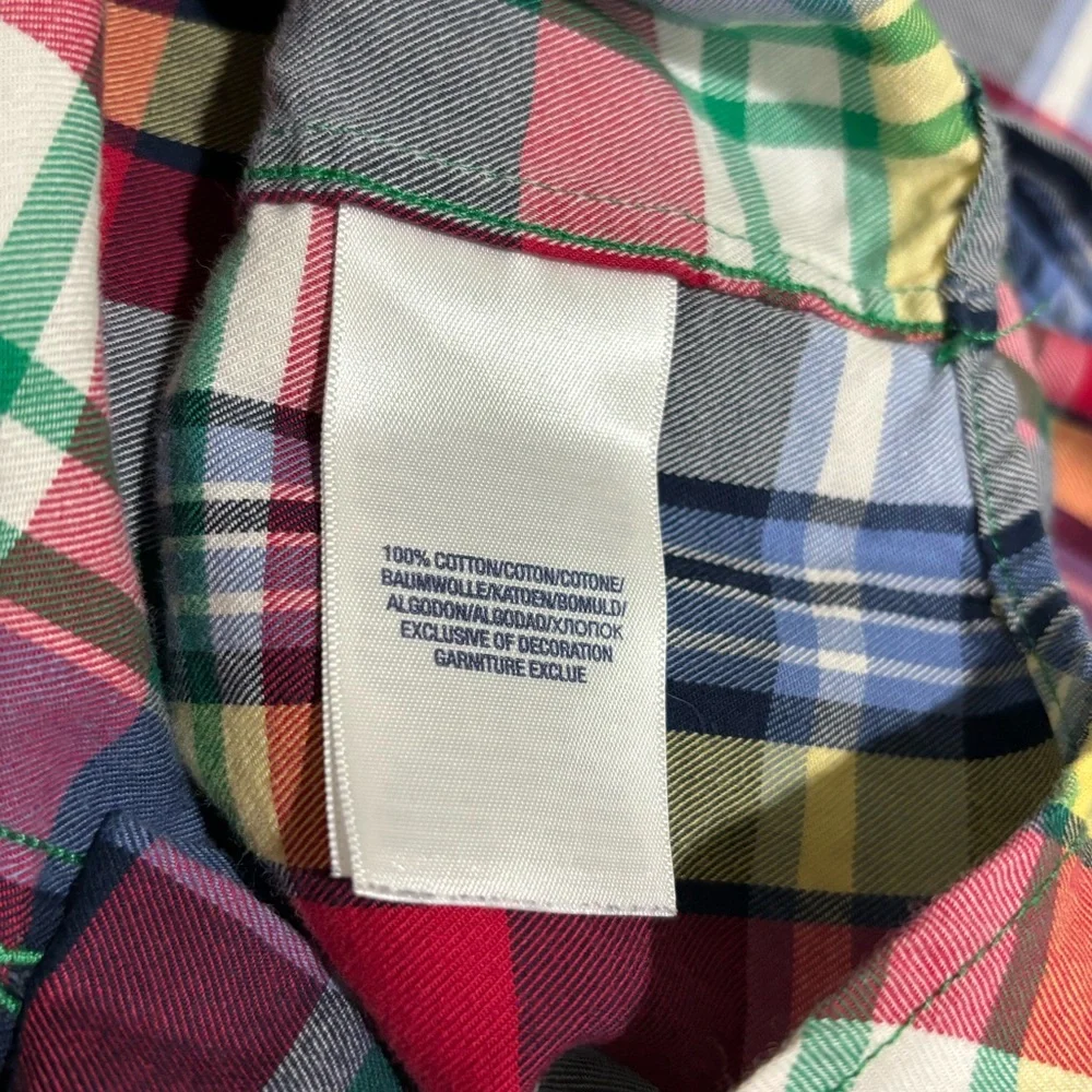 Ralph Lauren Boys Plaid Button Down Shirt Size Large